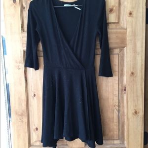 Black low v-neck empire waist dress